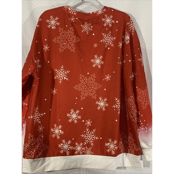NWOT Snowman Sweatshirt Womens 2XL Red White Christmas Holiday Festive - Picture 5 of 6